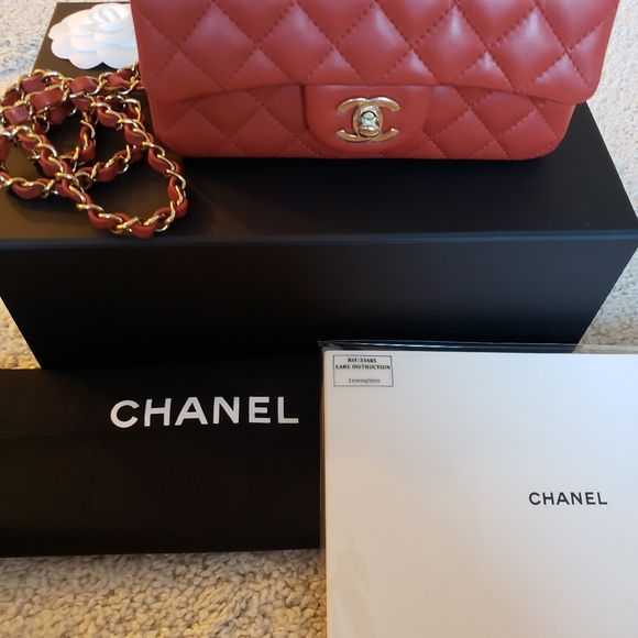 CHANEL 21k Brown, Mini rectangle, Light gold hardware, Lambskin - Picture 15 of 15